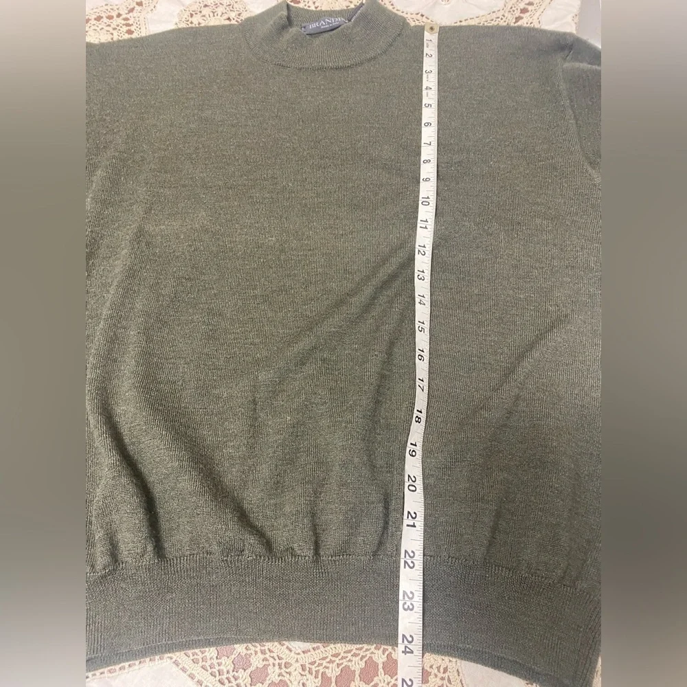 Brandini Men's Olive Green Mock Neck Sweater 100% Pure wool size XL